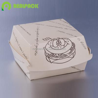 China Hot Selling Disposable Food Grade Paper Hamburger Box for sale