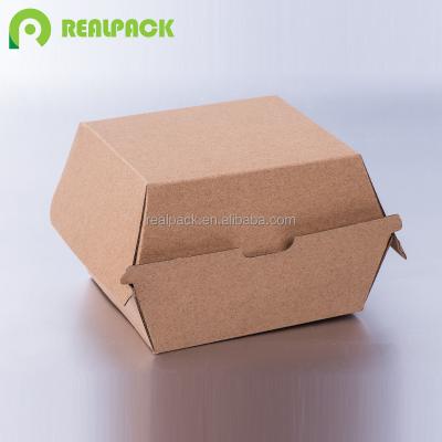 China Plain Fluted Corrugated Cardboard Disposable Hamburger Box for sale