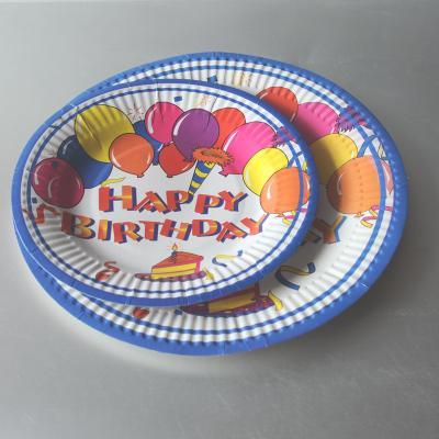 China Popular Disposable Birthday Party Paper Plates Set Cake Paper Plate for sale