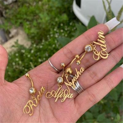 China Gold Belly Rings Custom Name Jewelry Personalized Zircon Belly Ring Stainless Steel Belly Button Belly Rings Custom Belly Piercing for sale