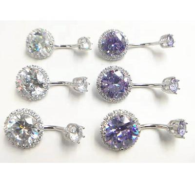 China Double CZ Belly Rings Luxury Belly Ring Purple Zircon Belly Button Rings Women Gold Belly Ring Sterling Silver Perforation for sale