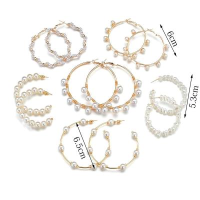 China Gold Plated Hoop Earrings Jewelry For Women Boho Vintage Trendy Korean Women Statement Twist C Shape Big Gold Hoop Earrings Bead Jewelry for sale