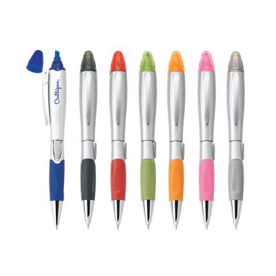 China Fashionable High Quality 2 in 1 Multifunctional Highlighter Ballpen Ballpoint Pen for sale