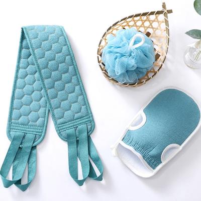 China All Natural New Body Washcloth Brush 3pcs Home Hotel Bathroom Shower Ball Cleaning Scrubber Set Exfoliating Skin Towel Bath Brush for sale