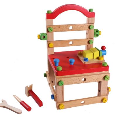 China Kids Pretend To Be Repairman Wooden Screw And Nut Disassemble Chair Toy 221161 for sale