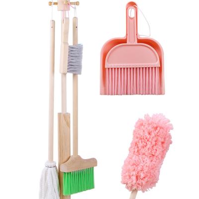 China Kids Pretend To Play Doing House Chores Wooden Broom Brush Mop Cleaning Toy Set 221167 for sale