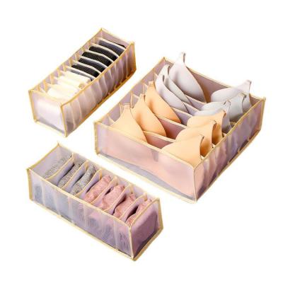 China Multifunctional Folding Mesh Drawer Organizer Storage Boxes Set Underwear Bra Socks Panties Storage Bag for sale