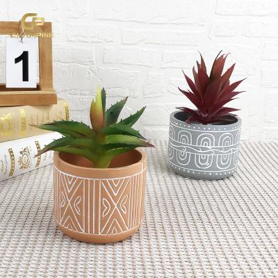 China Durable Modern Design Geometric Small Cement Succulent Planter Cactus Pot Windowsill Desk Decor Concrete Flower Pot for sale