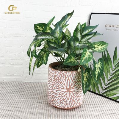 China Durable Garden Large Artificial Plants Decoration Unique Creative Sculptural pattern Design Cement Concrete Flower Pot With Home Decor for sale