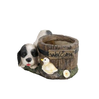 China Durable Creative Home Garden Decor Puppy Cartoon Resin Flower Pots Succulent Plant Planters Animal Bonsai Pot for sale