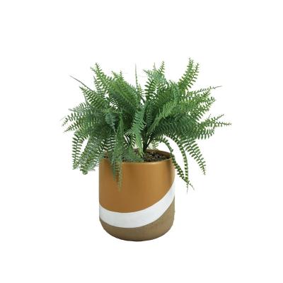 China Durable Modern Home Decor Ornamental Green Plastic Fake Flowers Artificial Plant with Ceramic Pot for sale