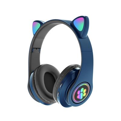 China BT 5.0 Cute Headsets Cat Ear Wireless B39 Colors Band Neckline Six Band Earbuds Music Earbud Stereo Speaker Earphone for sale