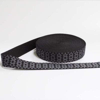 China Hochfestigkeit Jacquard Webbing 100 Polyester schwarze elastische Schleifen für Schuhe zu verkaufen