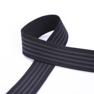 China Geweven rubber anti-slip webbing 25mm zwart elastisch bandje voor naaien Te koop