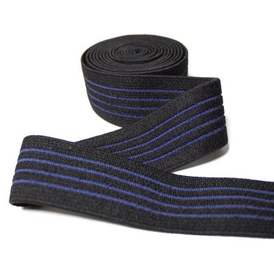 China Schwarz 2 cm Polyester elastische Webbing Flat geflochten gestreiften elastischen Band zu verkaufen