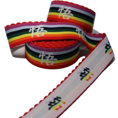 Cina 34 mm Colored Jacquard Elastic Webbing Dent Edge Nylon Elastic Tape in vendita