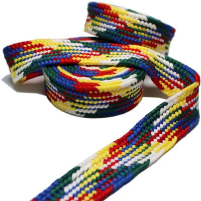 China Custom Color Thick 30mm Flat Tube Braided Polyester Cord For Garment for sale