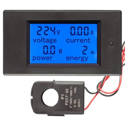 China AC 80-260V Digital Parameter Gauge 100A Volt Energy Meter Watt Voltage Power Energy Meter AC 80-260V Digital Voltmeter LCD Panel With Parameter Gauge CT for sale