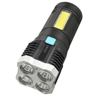 China Convenient Rechargeable USB Torch Light 4 Modes Spotlight LED Flashlight Tactical Ultra Bright Flashlights for sale