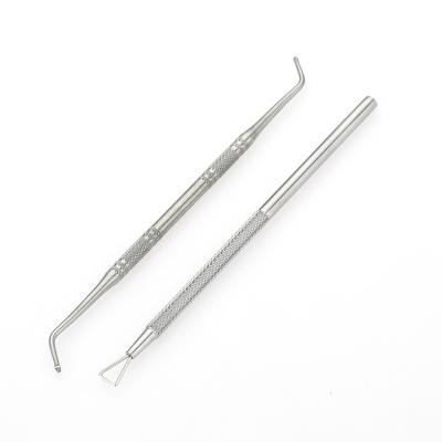 China Finger Nail+Foot Nail Pusher High Quality Dead Nail Skin Stainless Steel Double-End Tool Nail Folder Cuticle Remover Cleaning Pusher for sale