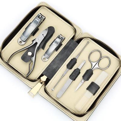 China Stainless Steel+PU Professional 7 Pcs Stainless Steel Nail Clipper Tool Pedicure Manicure Set With Zipper Bag for sale