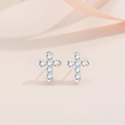 China Office/Career Earring Moissanite Cross Jewelry Iced Out Earrings 925 VVS Silver Diamond Stud Earrings for sale