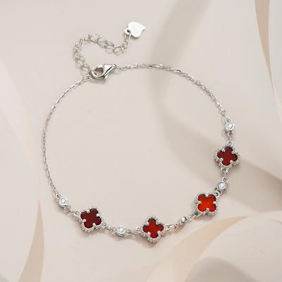 China CLASSIC Four Leaf Clover Moissanite Bracelet Atmosphere Female Single s925 Sterling Silver Female Birthday To Send Girlfriend Valent for sale