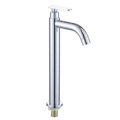 China Metered Faucets Limited Time Discounts Stainless Steel Basin Faucet Deck Mounted Cold Water Chrome Finished Single Handle Basin Water Faucet for sale