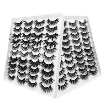 China Natural Mutilayer/Looking/3Deffect 20 Pairs False 3D Mink Lashes 20mm False Eyelashes Dramatic Volume False Lashes Handmade Makeup Eyelash Extension Silk Eyelash for sale