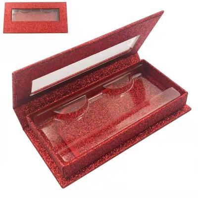 China Mutilayer/Natural Empty Looking/3Deffect Mink Lashbox Wholesale Red Eyelash Glitter Seller Customized Boxes Private Label Packaging Box for sale