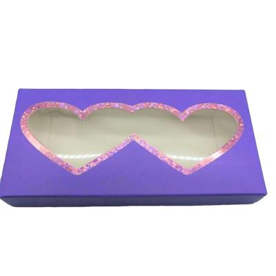 China Mutilayer/Natural Purple Lashbox Custom Packaging Heart Shaped Lavender Looking/3Deffect 3D Mink Strip Eyelashes Box Wholesale for sale