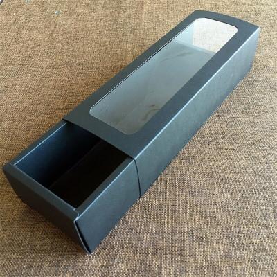 China New Style PVC Recyclable Transparent Hot Creative Cardboard Window Paper Box With Cutout Rigid Black Cardboard Drawer Box for sale