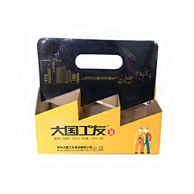 China Recyclable Customizable Logo Food Cartons Corrugated Cardboard 6 Six Pack Bottle Beer Carrier Boxes for sale