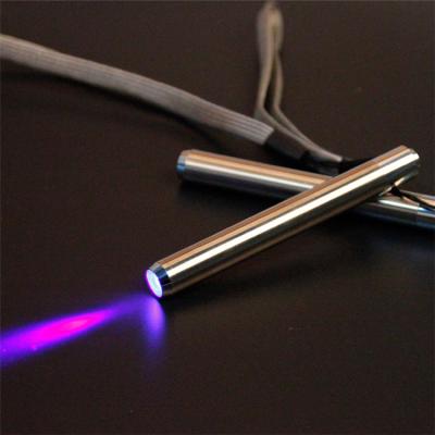 China Daily Portable Creative Magic Stainless Steel Camping Led UV Light Flashlight Ballpoint Pen for sale