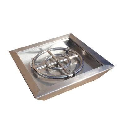 China Stocked 304 Stainless Steel Surface Square Beveled Fire Pit Ring Burner Kit System for sale