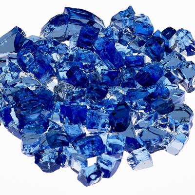 China Pit Glass Rocks Replaces Volcanic Reflective Glass Stone Cobalt Blue Fire Stocked Fire Resistant Glass for sale