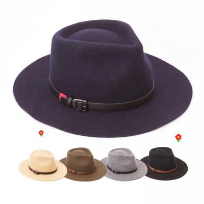 China Classic Solid Color Character Fedora Hat Jazz Hat British Felted Hats Winter Wide Brim for sale