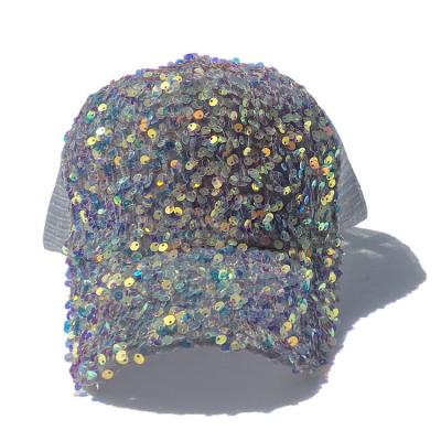 China Shiny COMMON Crystal Trucker Hats Outdoor Women Mesh Rhinestone Baseball Cap Sports Cap Hat Trucker Hat for sale