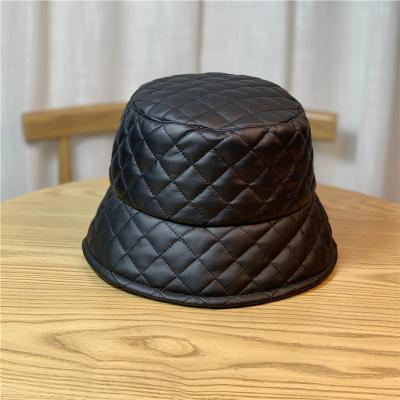 China Comfortable Custom Fashion Bucket Hat Leather Winter Fishingman Hat For Lady for sale