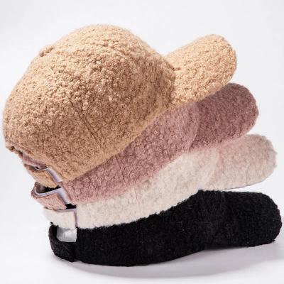 China COMMON Plush Baseball Cap Winter Outdoor Warm Thicken Hat Pure Color Sports Hats for sale