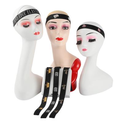 China Multifunctional Customized Black Elastic Headband Satin Head Scarf Solid Color Head Scarf Logo Style Pattern 50pcs for sale