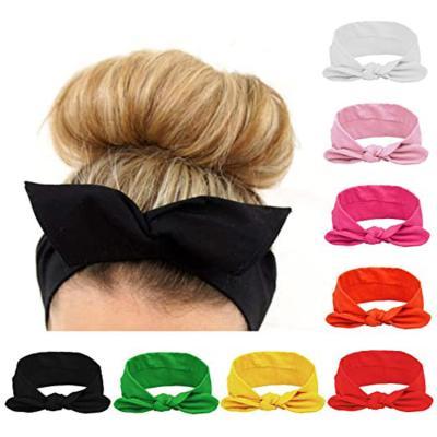 China Solid Color Sporty Hot Selling Bow Elastic Hair Bands For Women for sale