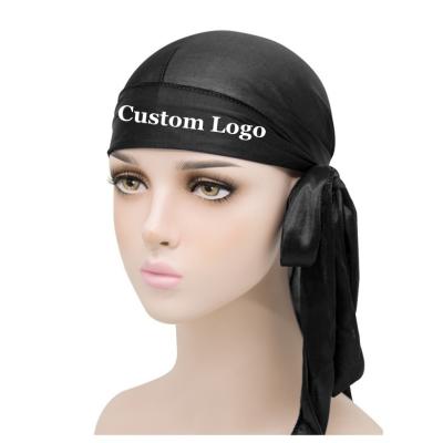 China Multifunctional custom made silk pirate hats hat durag logo design template or custom satin color kerchief designer cowls and durags for sale