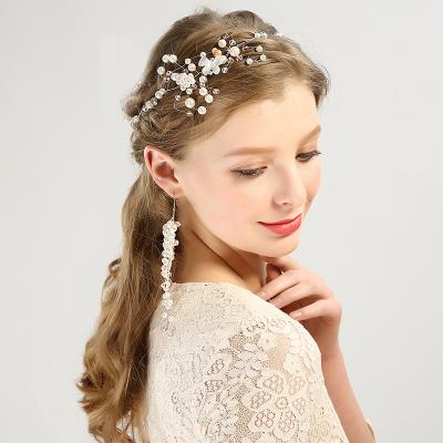 China Trendy Elegant Fashion Soft Wedding Bridal Hair Accessories Headwear Earrings Set Women Hair Accessories Set for sale