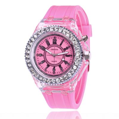 China Fashion Geneva LED Light Quartz Movement Silicone Waterproof Hot Selling Watch For Women Men Couple for sale