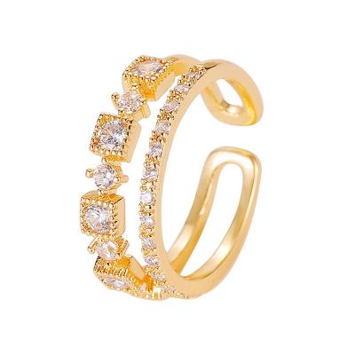 China Simple Design TRENDY Zircon Rings Jewelry Women Ring Adjustable Gold Rings for sale