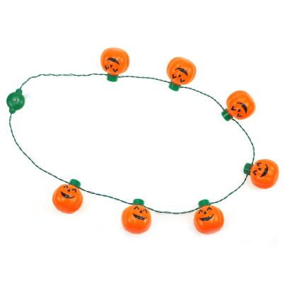 China TRENDY Halloween LED Pumpkin Necklace Light Pumpkin String Bulb Pumpkin Flashing Necklace for sale