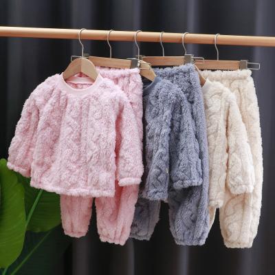 China New Fashion Boys And Girls Breathable Flannel Sleepwear Pajama Tops And Pants 2 Pieces Clothing Set for sale