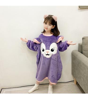 China New Fashion Girls Flannel Sleepwear Suit Cartoon Design Breathable Pajamas for sale