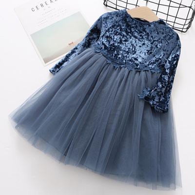 China New Fashion Toddler Girls Velvet Princess Dress Anti-static Long Sleeve Tulle Dress Dress For Infant Girls for sale